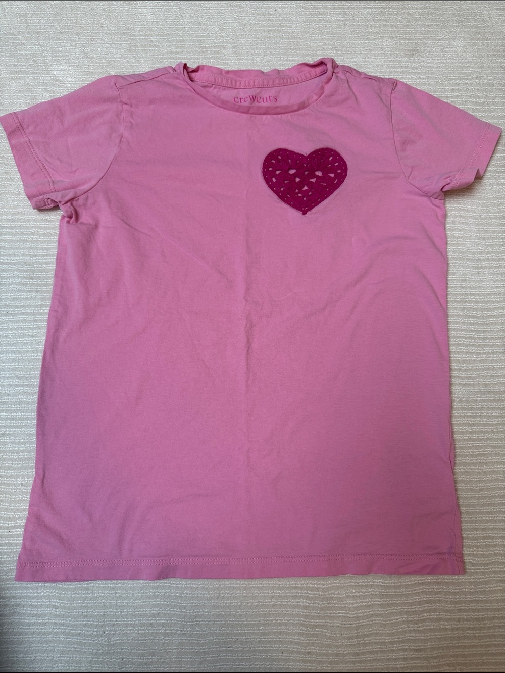 J. Crew Girls | crewcuts Short Sleeve Heart Tee in Baby Pink, Sz. L (10-11)